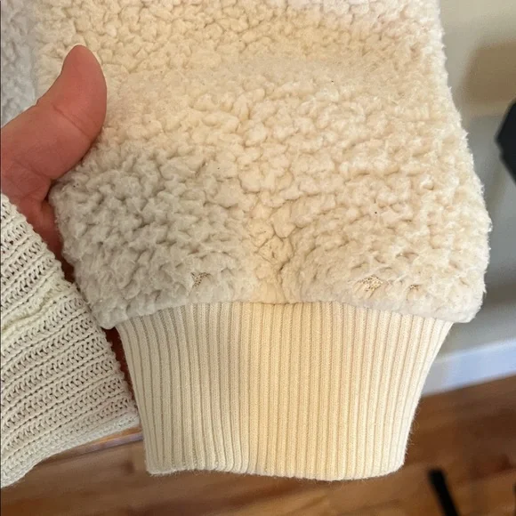 Aerie Cream Sherpa Quarter-Zip Sweater - Picture 7 of 7